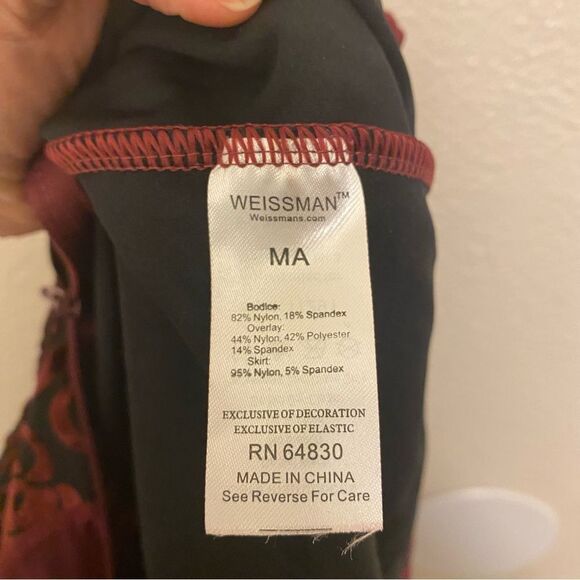 Weissman Dance Costume burgundy velvet burnout maxi dress Silhouettes 11291 MA - Picture 9 of 14